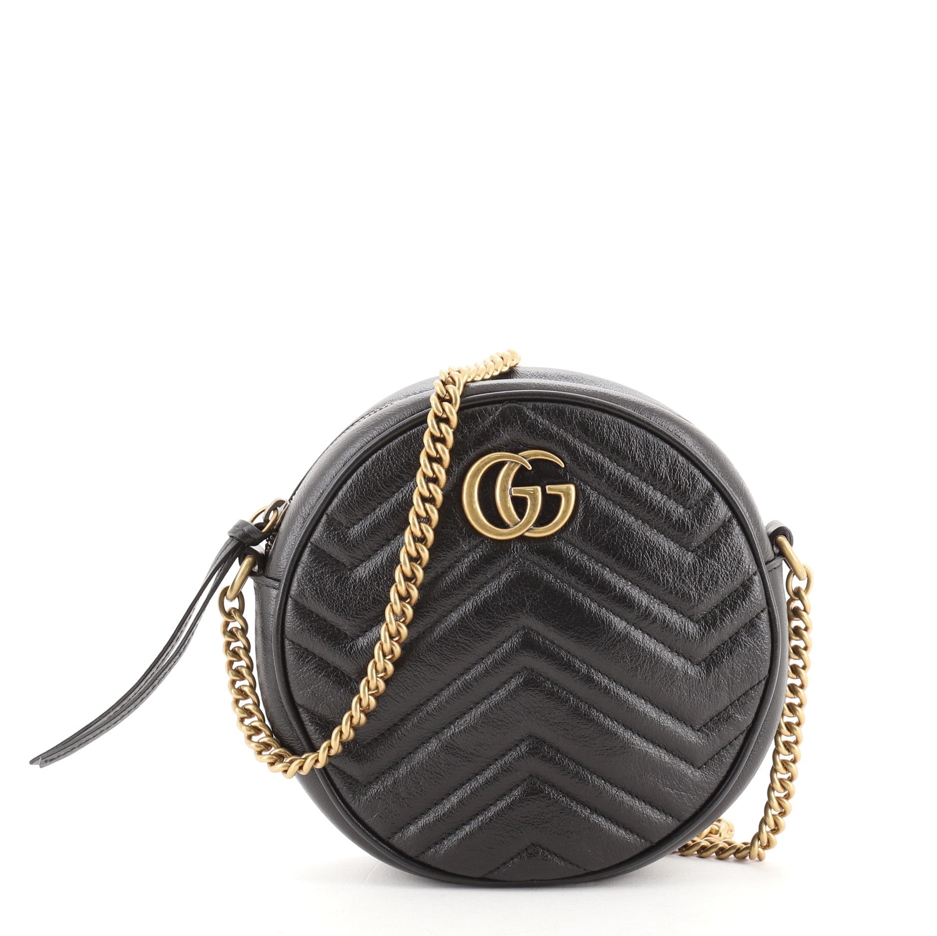 GG Marmont Round Shoulder Bag Matelasse Leather Mini