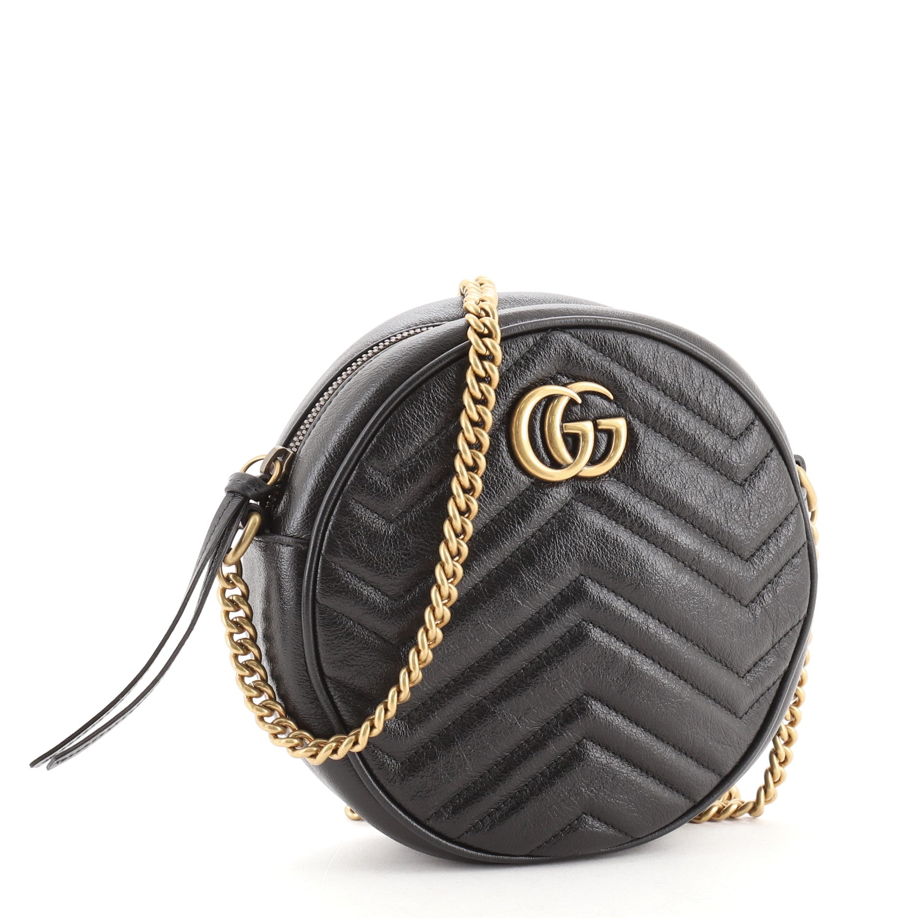GG Marmont Round Shoulder Bag Matelasse Leather Mini