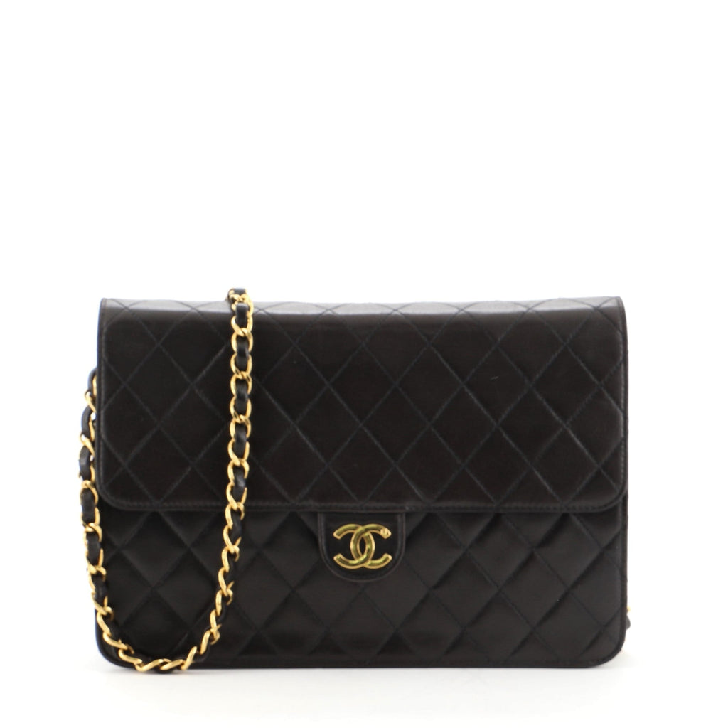 Vintage Clutch with Chain Quilted Leather Medium