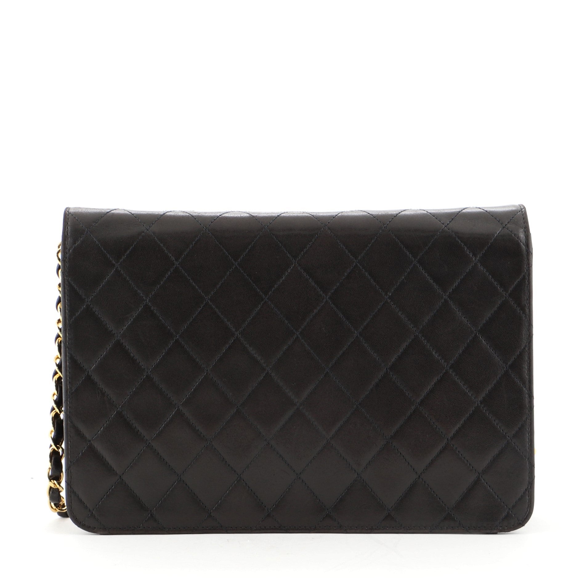 Vintage Clutch with Chain Quilted Leather Medium