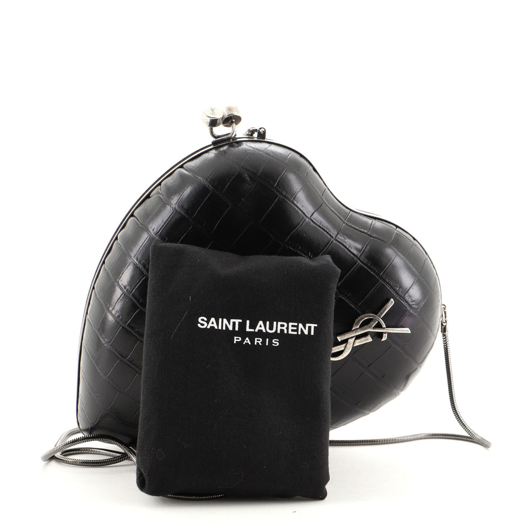 Love Box Clutch Crocodile Embossed Leather Small
