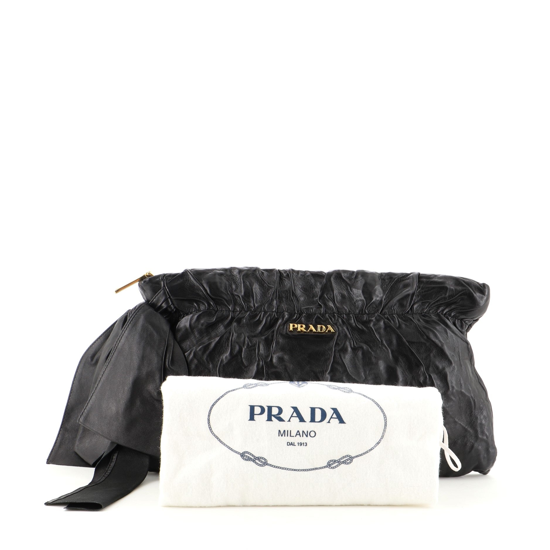 Bow Zip Clutch Nappa Antique Large