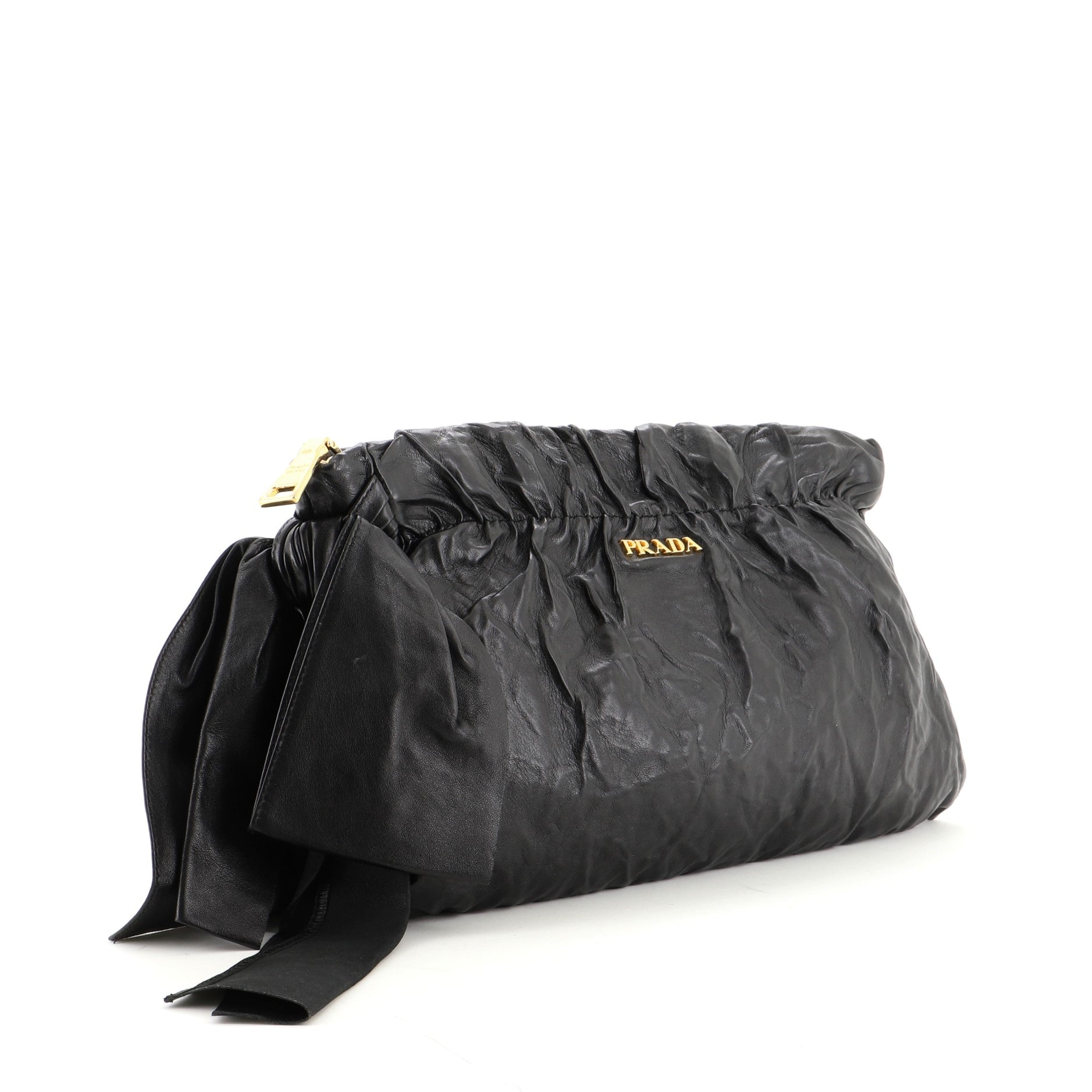 Bow Zip Clutch Nappa Antique Large