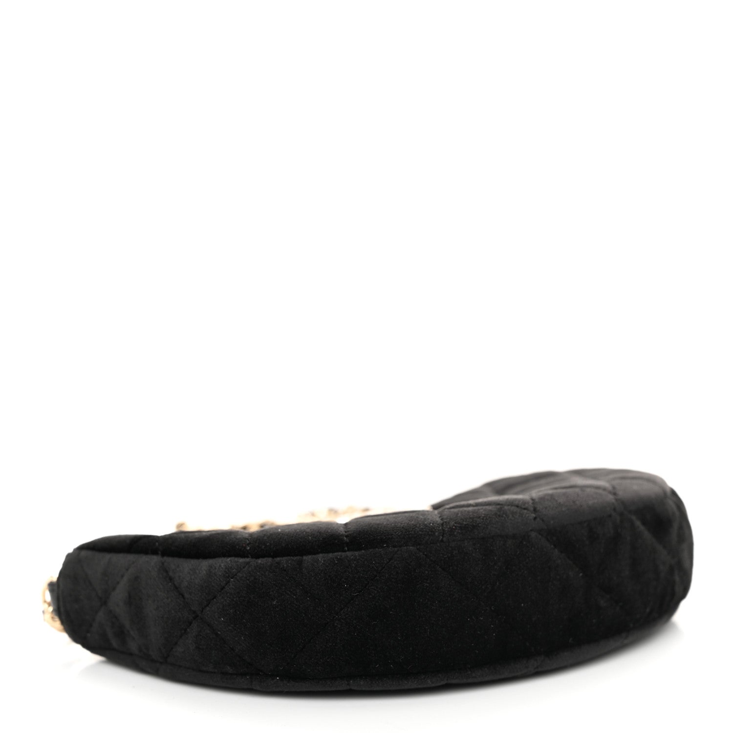 Velvet Crystal Quilted Chain Hobo Black