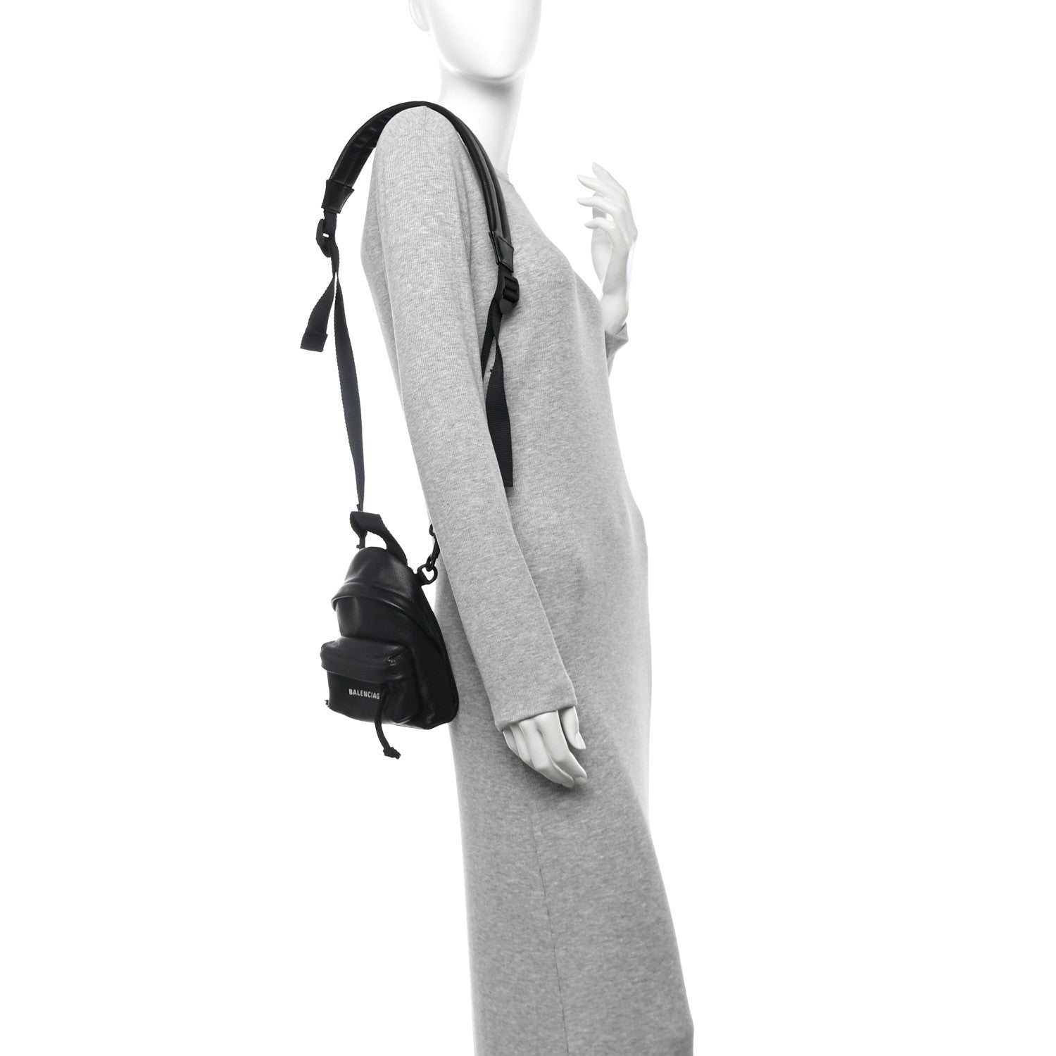 Grained Calfskin Mini Explorer Crossbody Backpack Black