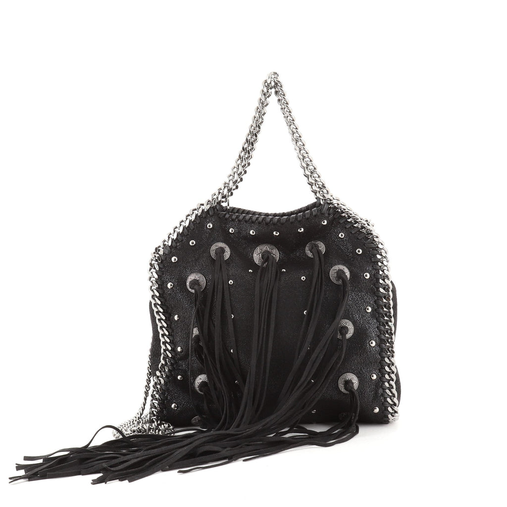 Falabella Fringe Fold Over Crossbody Bag Studded Shaggy Deer Mini