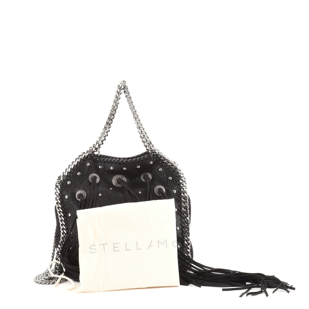 Falabella Fringe Fold Over Crossbody Bag Studded Shaggy Deer Mini