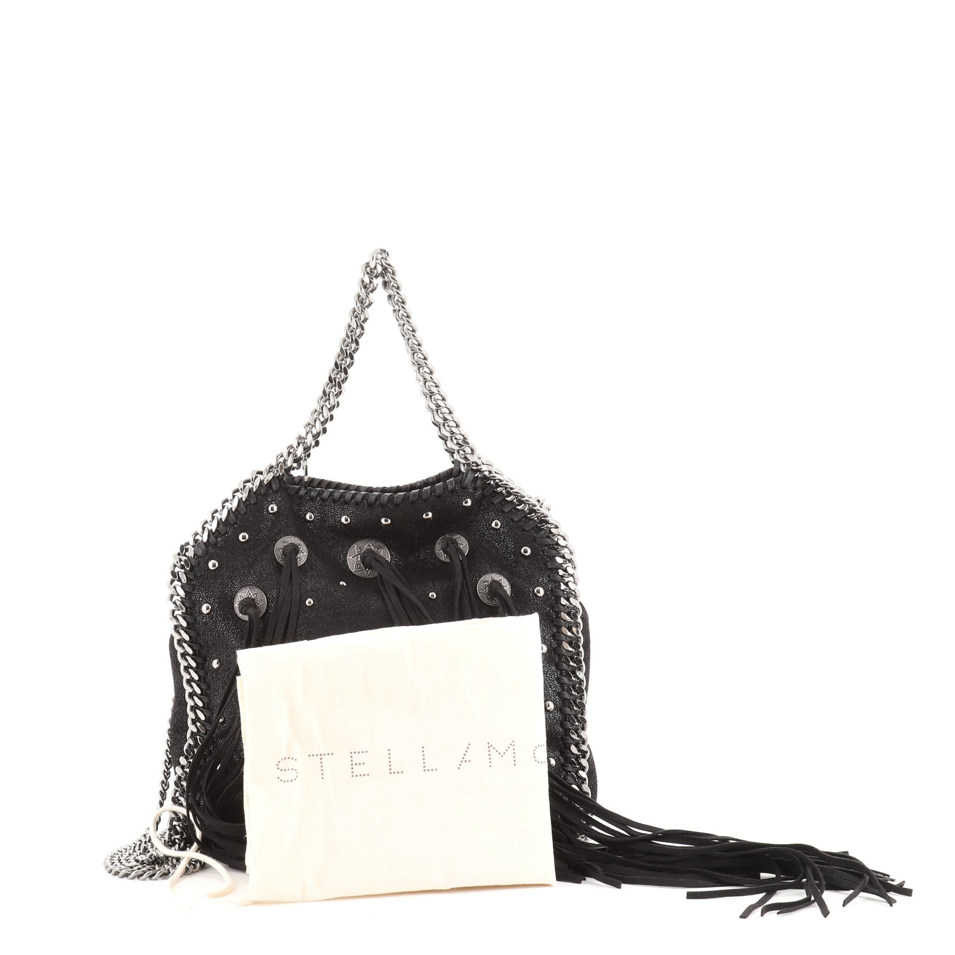 Falabella Fringe Fold Over Crossbody Bag Studded Shaggy Deer Mini