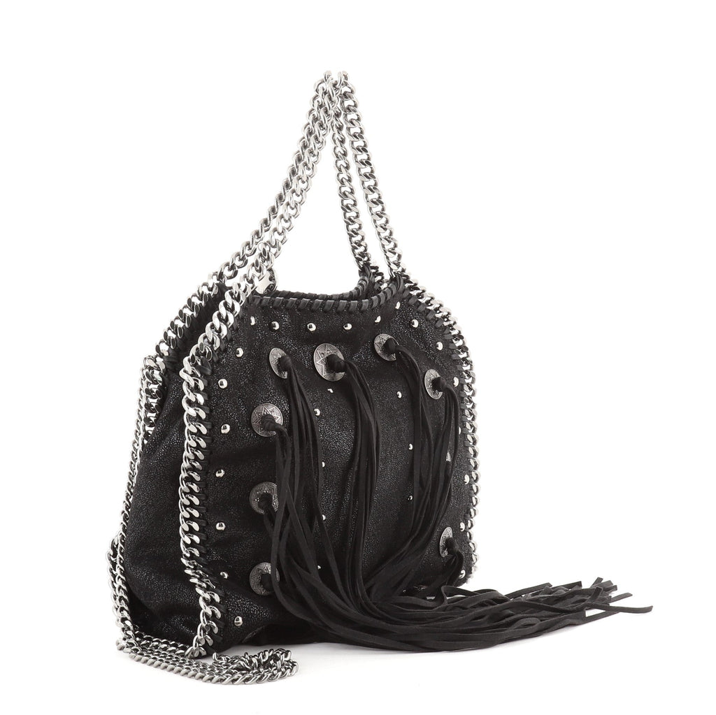 Falabella Fringe Fold Over Crossbody Bag Studded Shaggy Deer Mini