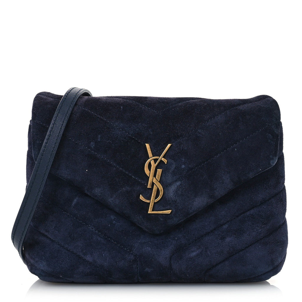 Suede Y Quilted Monogram Toy Loulou Crossbody Bag Navy