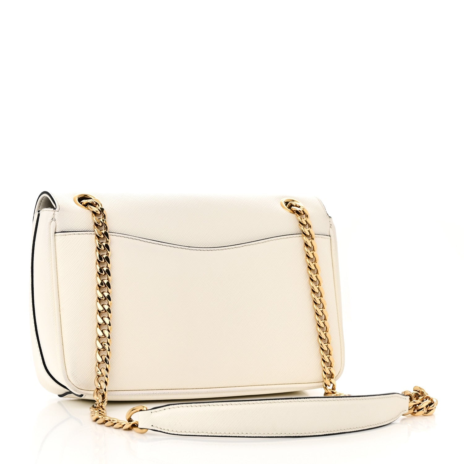 Saffiano Flap Shoulder Bag White