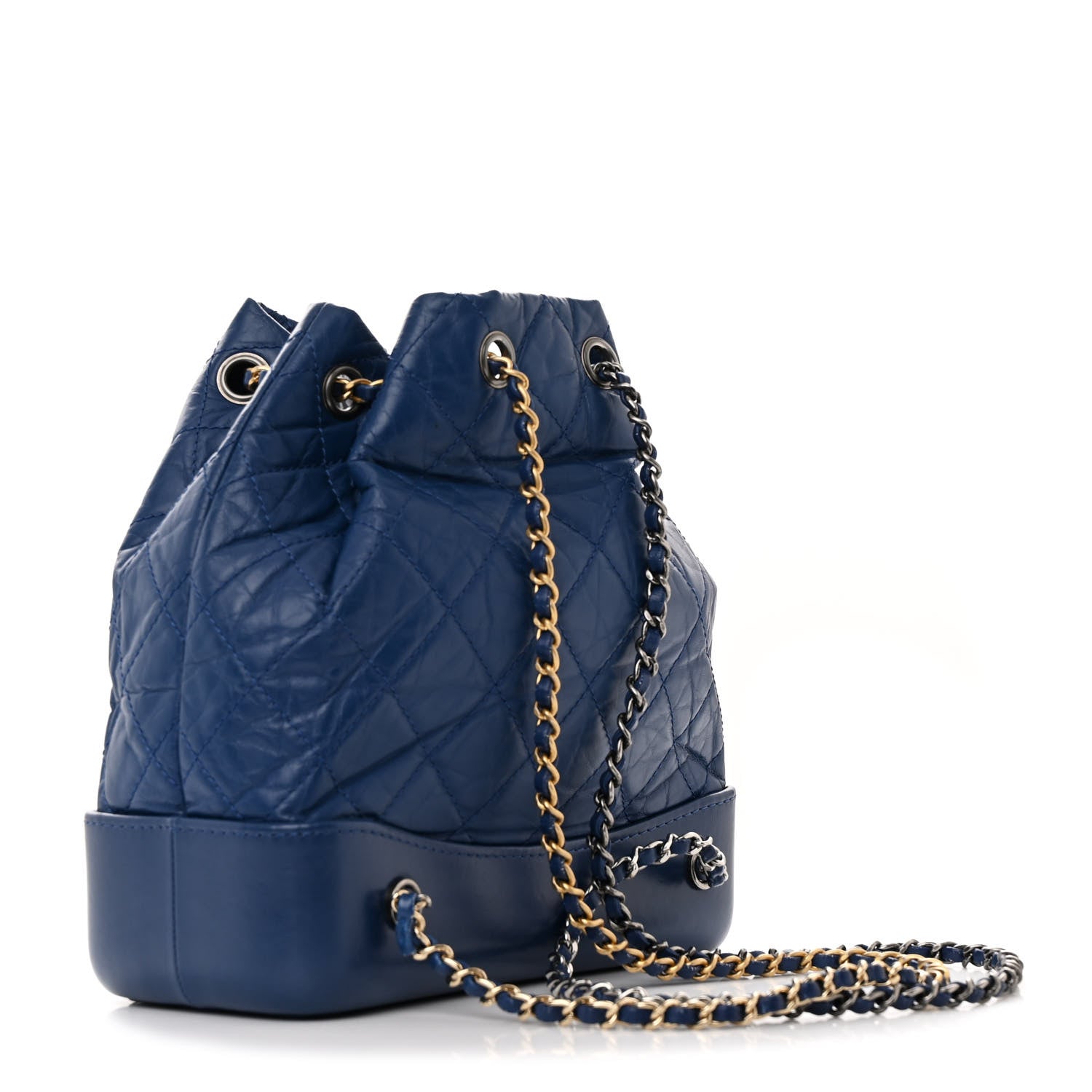 Aged Calfskin Quilted Small Gabrielle Backpack Navy