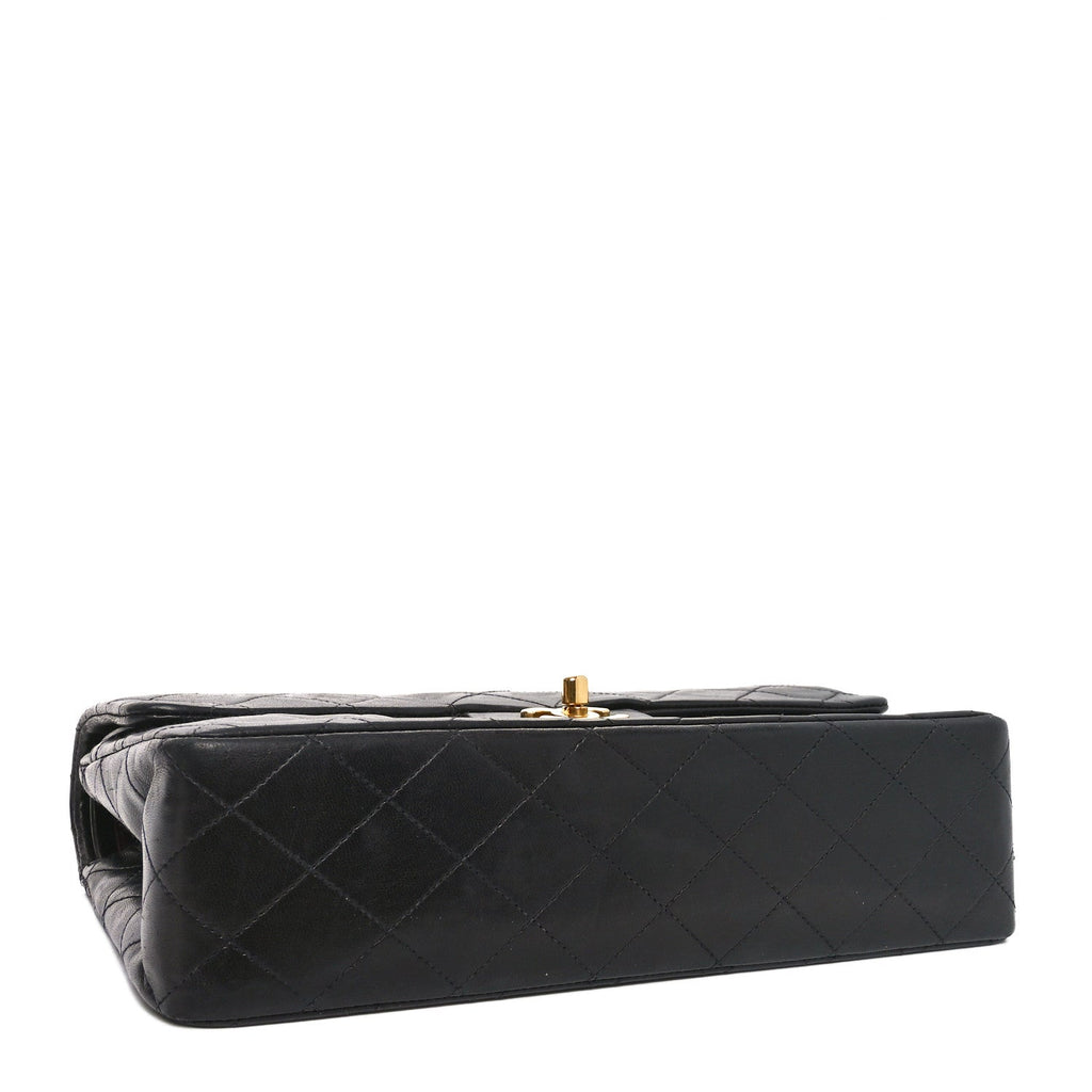 Lambskin Quilted Medium Double Flap Black