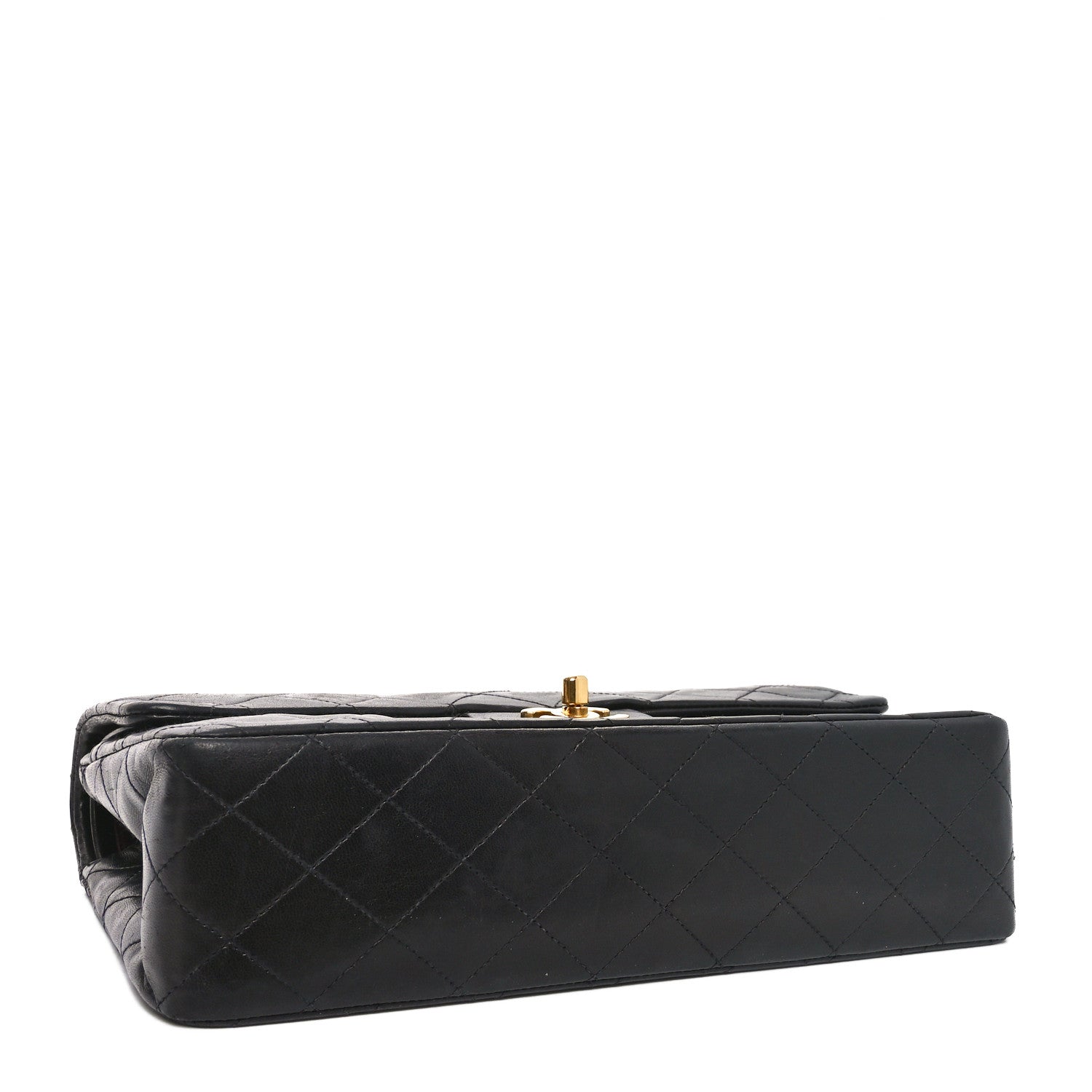 Lambskin Quilted Medium Double Flap Black