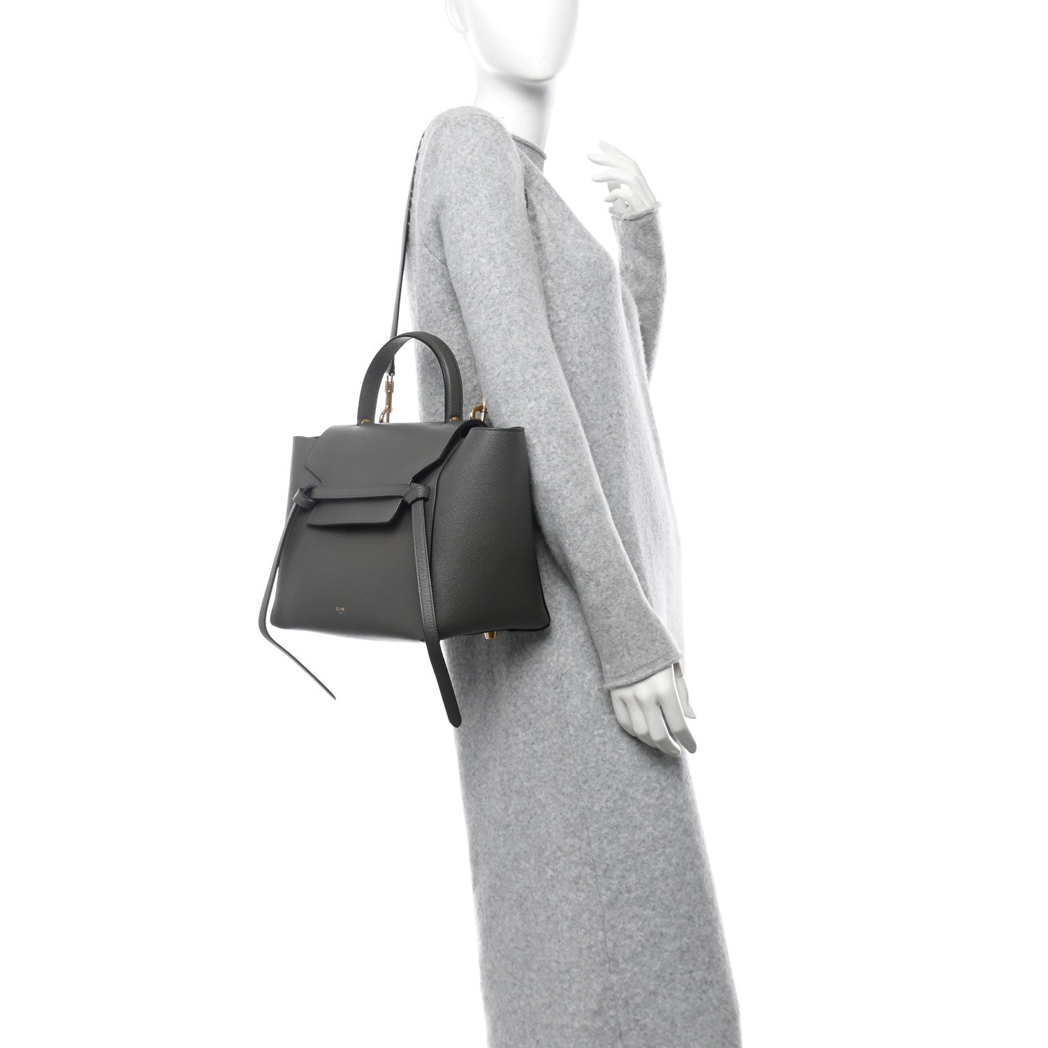 Grained Calfskin Mini Belt Bag Grey