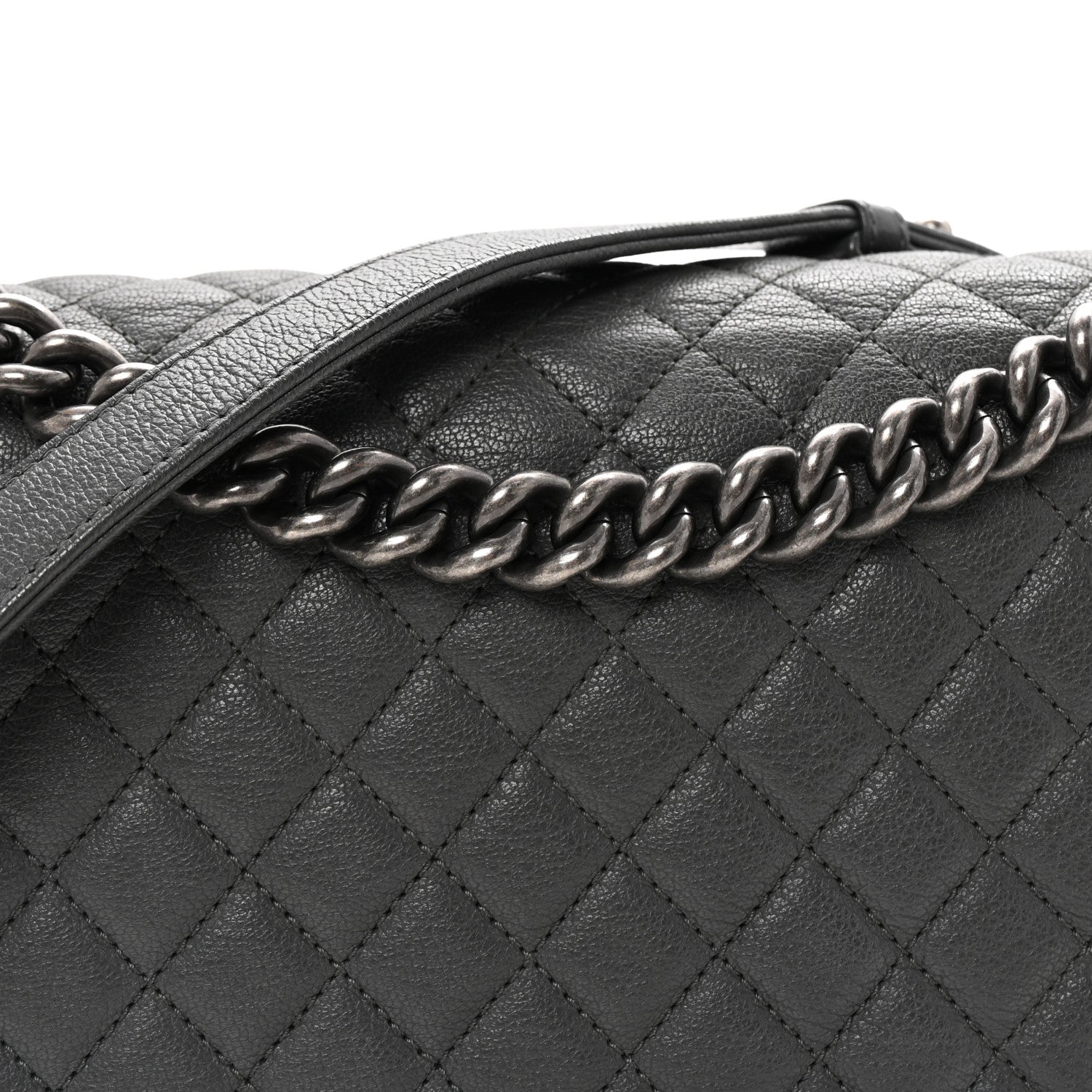 Goatskin Patent Quilted New Medium Boy Flap Grey