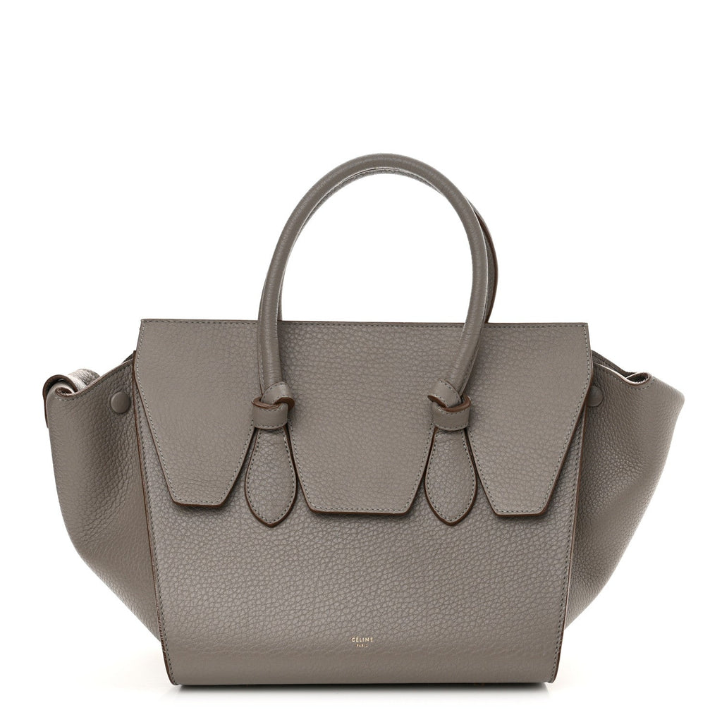 Crisped Calfskin Mini Tie Knot Tote Medium Grey