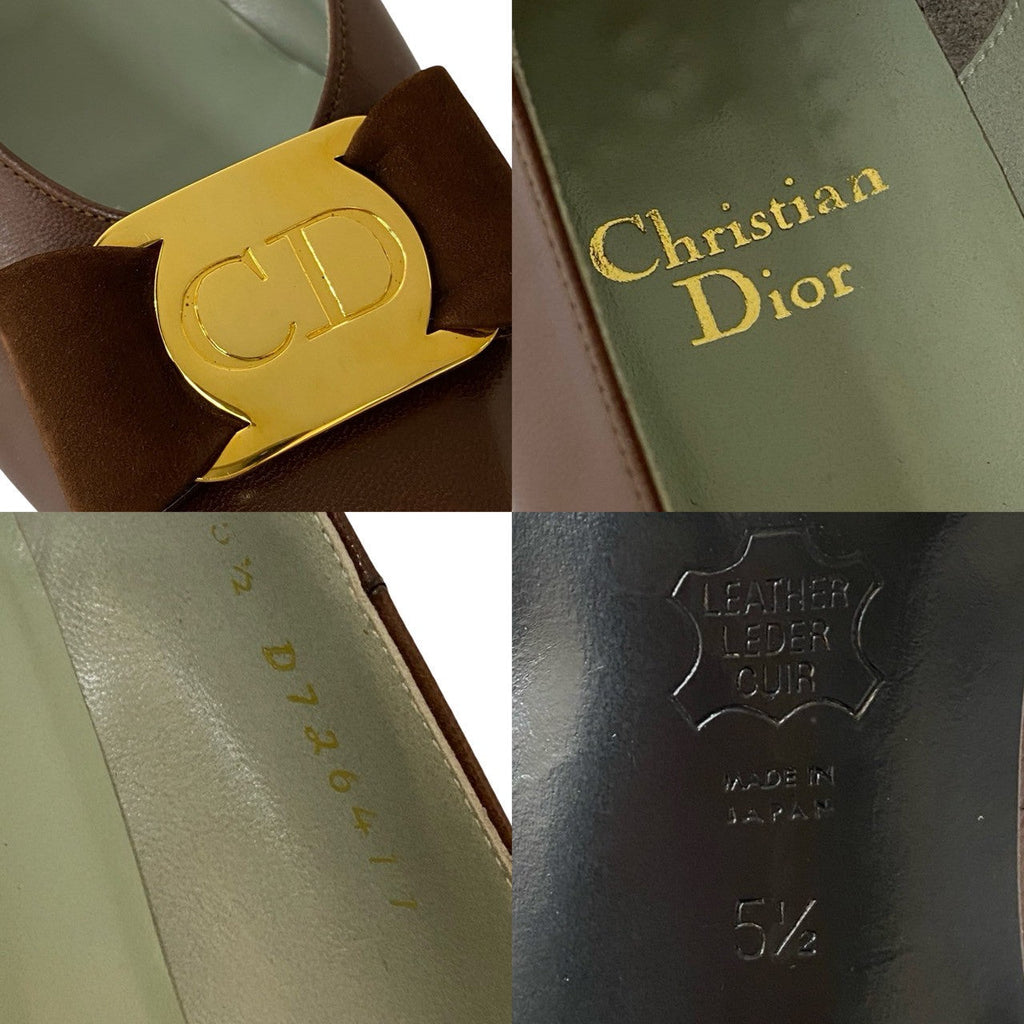 Christian Dior CD Logo Ribbon Leather Pumps