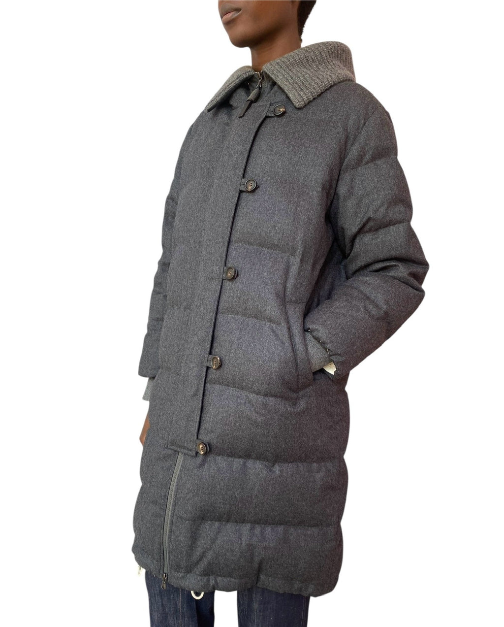 Brunello Cucinelli Grey Long Wool Down Parka - 40 / US 4-6