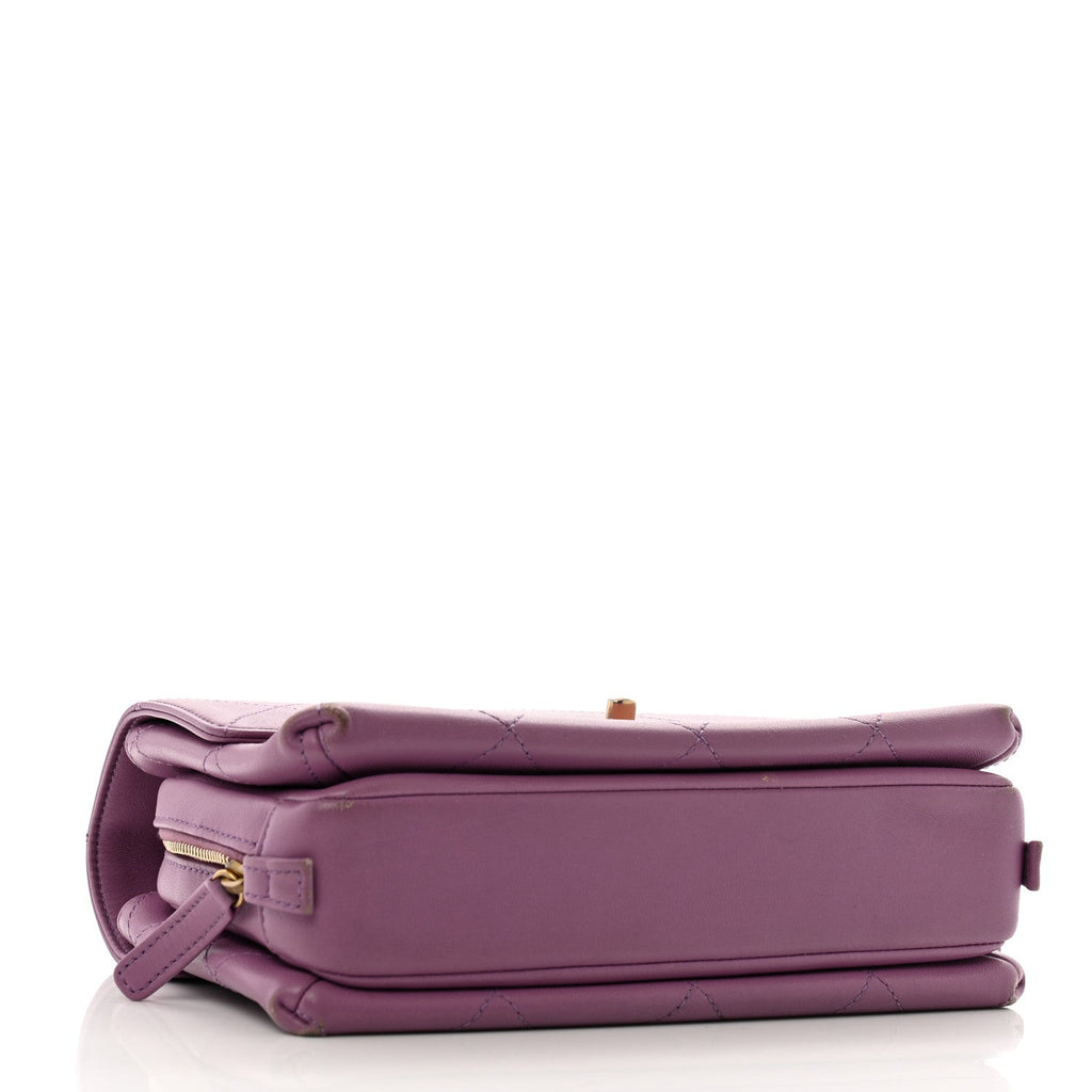 Lambskin Sleek And Chic Flap Purple