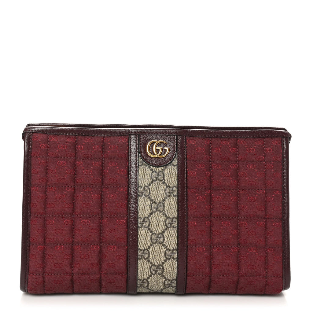 Monogram GG Mignon Textured Dollar Calfskin GG Supreme Monogram Quilted Mini GG Pouch Burgundy Beige Ebony