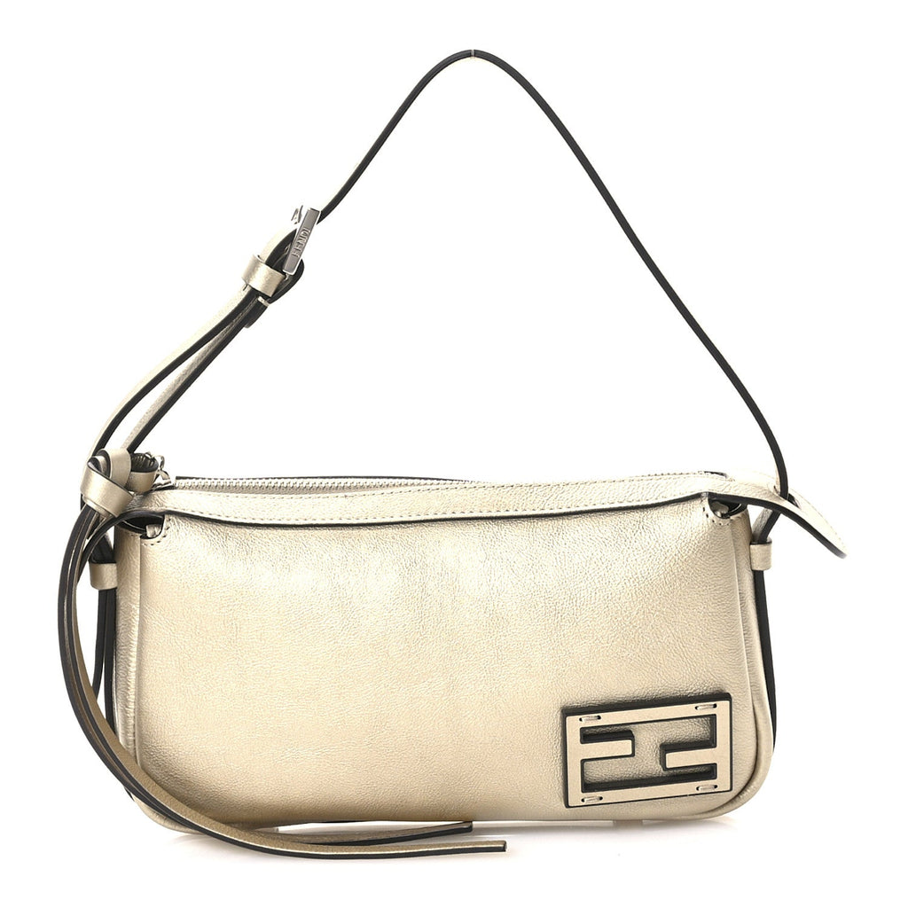 Vitello Laminato Mini Simply Fendi Shoulder Bag Platino