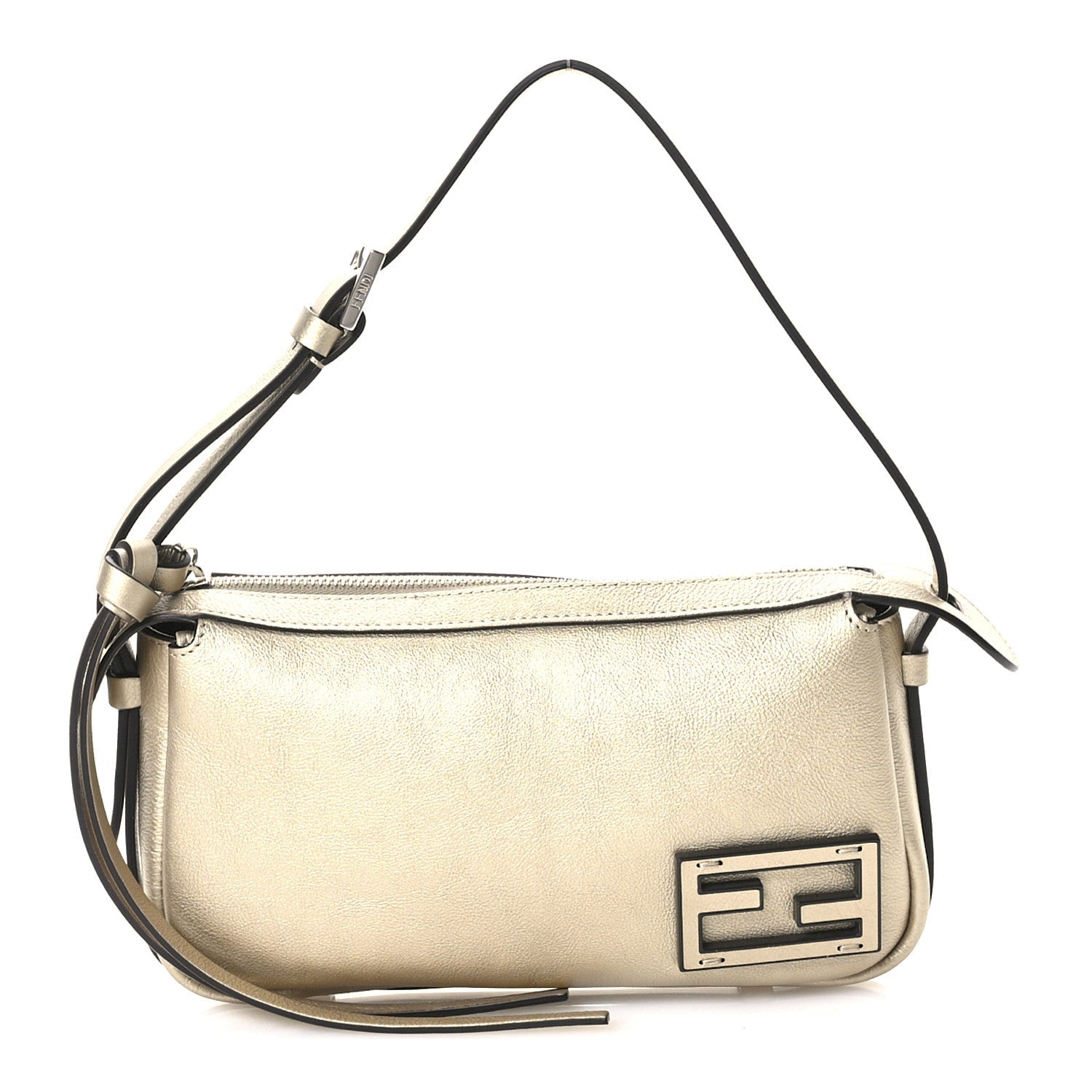 Vitello Laminato Mini Simply Fendi Shoulder Bag Platino