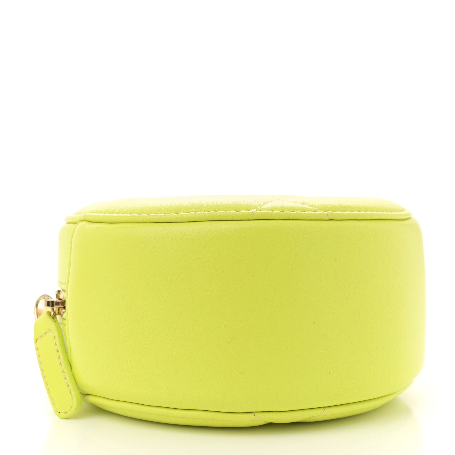 Lambskin Quilted Chanel 19 Round Clutch With Chain Yellow