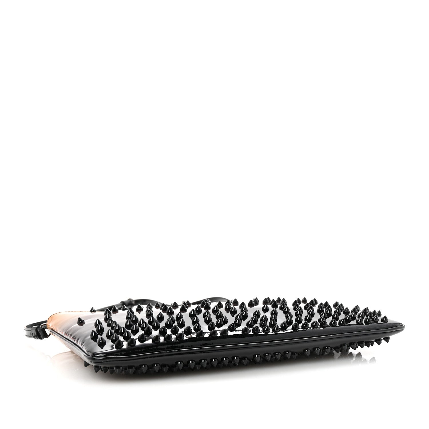 Patent Degrade Loubiposh Spiked Clutch Nude Black