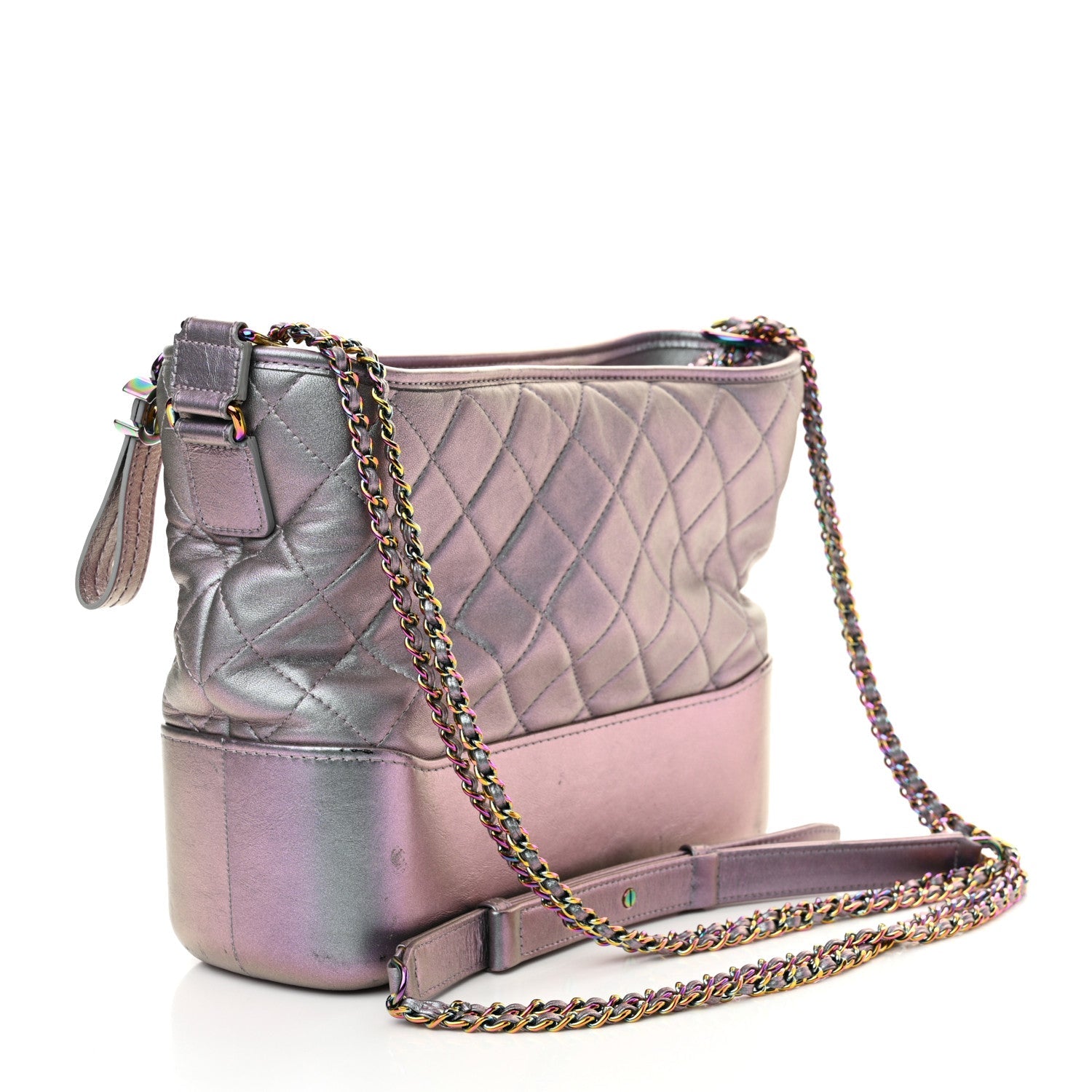 Iridescent Lambskin Calfskin Quilted Medium Gabrielle Hobo Light Purple
