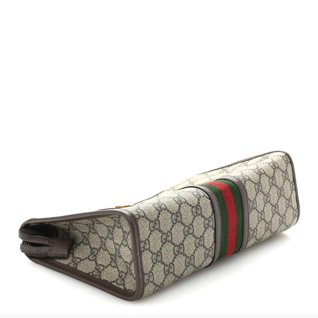 GG Supreme Monogram Web Ophidia GG Toiletry Case Beige New Acero