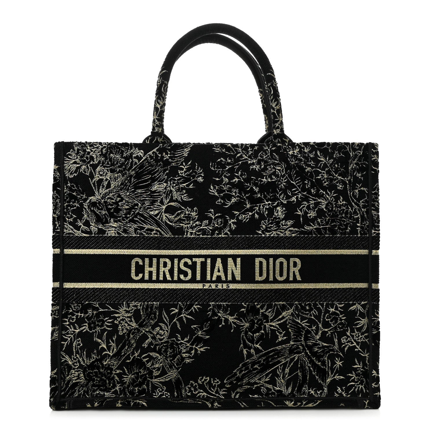 Velvet Jardin d'Hiver Embroidered Large Book Tote Black Gold