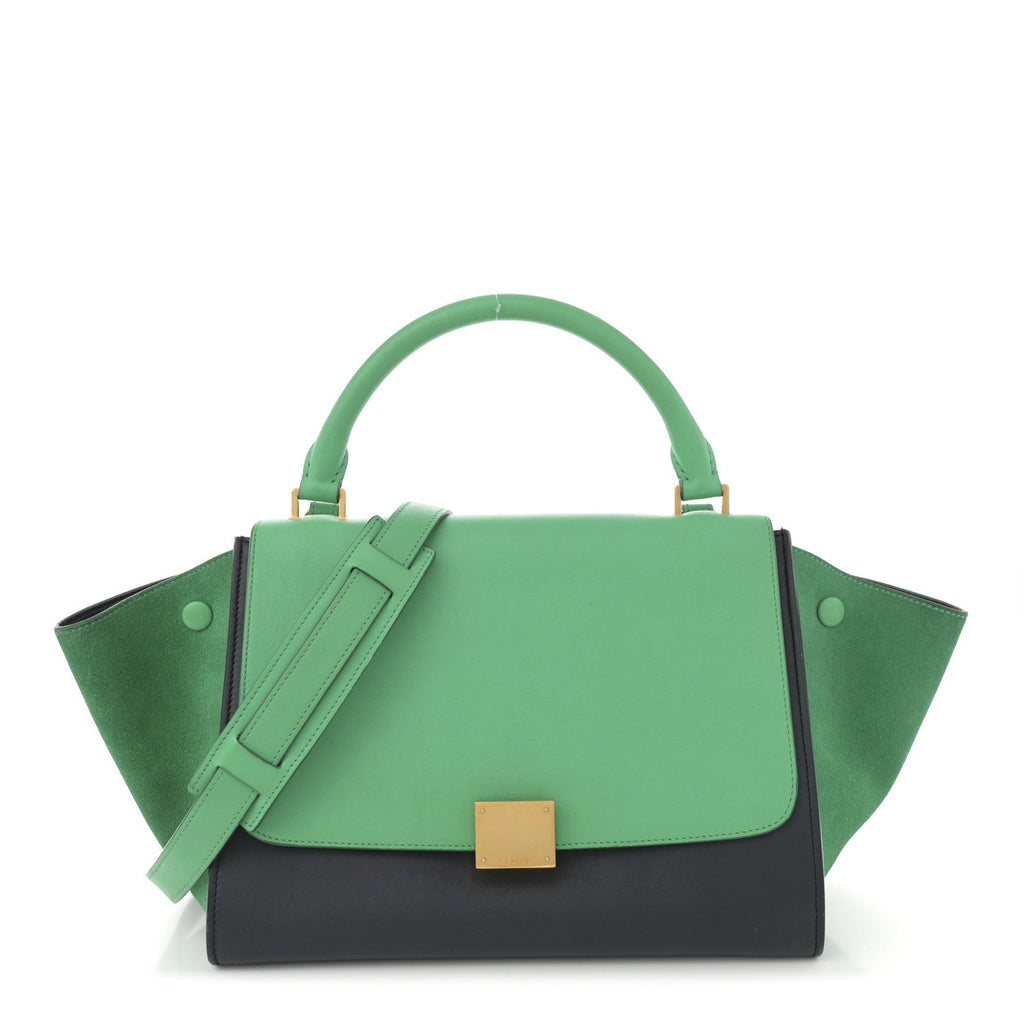 Smooth Calfskin Suede Small Bi-Color Trapeze Palm