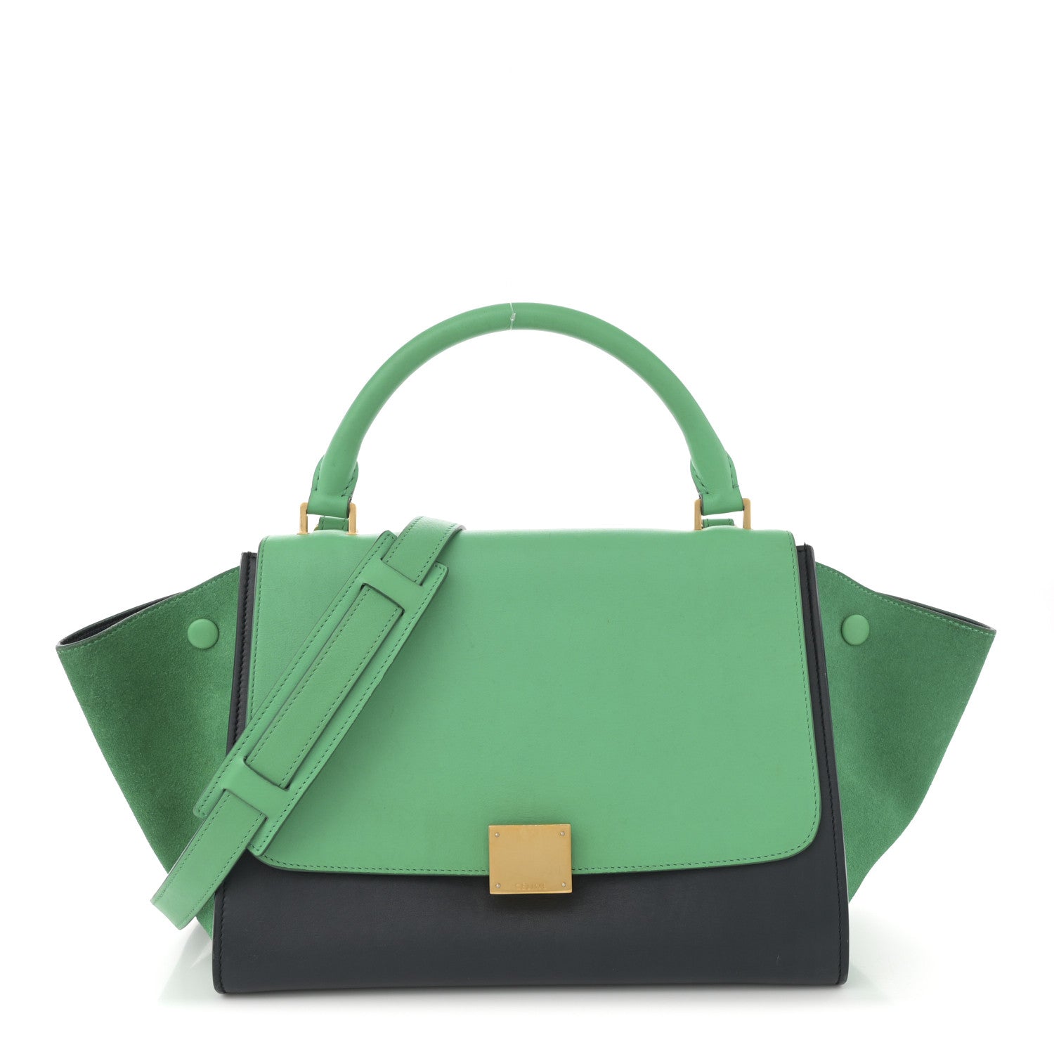 Smooth Calfskin Suede Small Bi-Color Trapeze Palm
