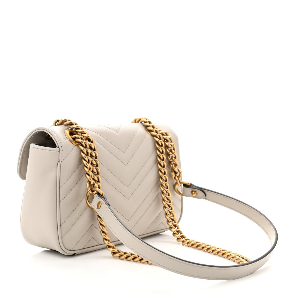 Calfskin Matelasse Small GG Marmont Shoulder Bag Light Grey