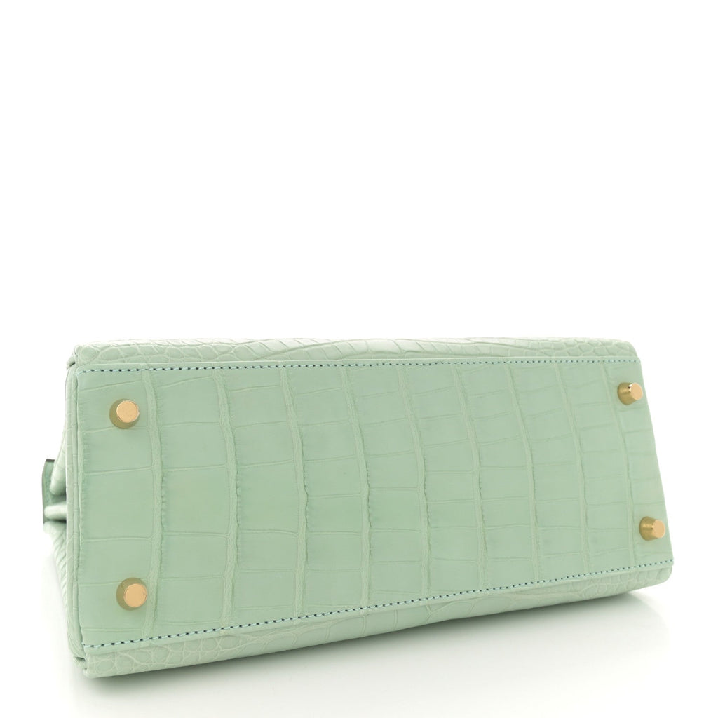 Matte Alligator Kelly Retourne 28 Vert D'eau