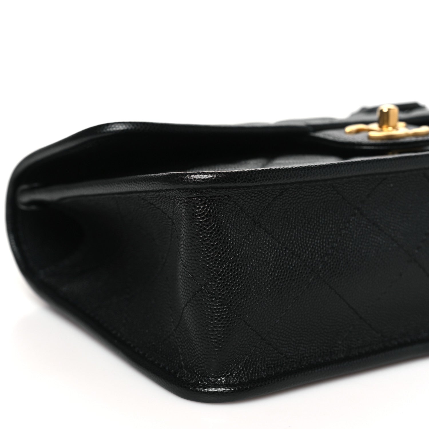 Caviar Quilted School Memory Small Top Handle Flap Black
