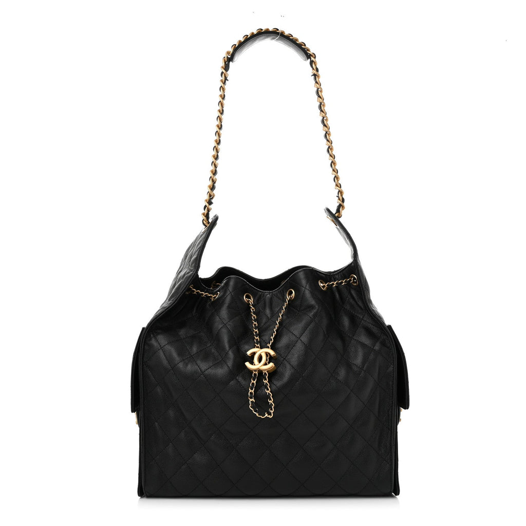 Caviar Quilted Medium Chanel 25 Handbag Black