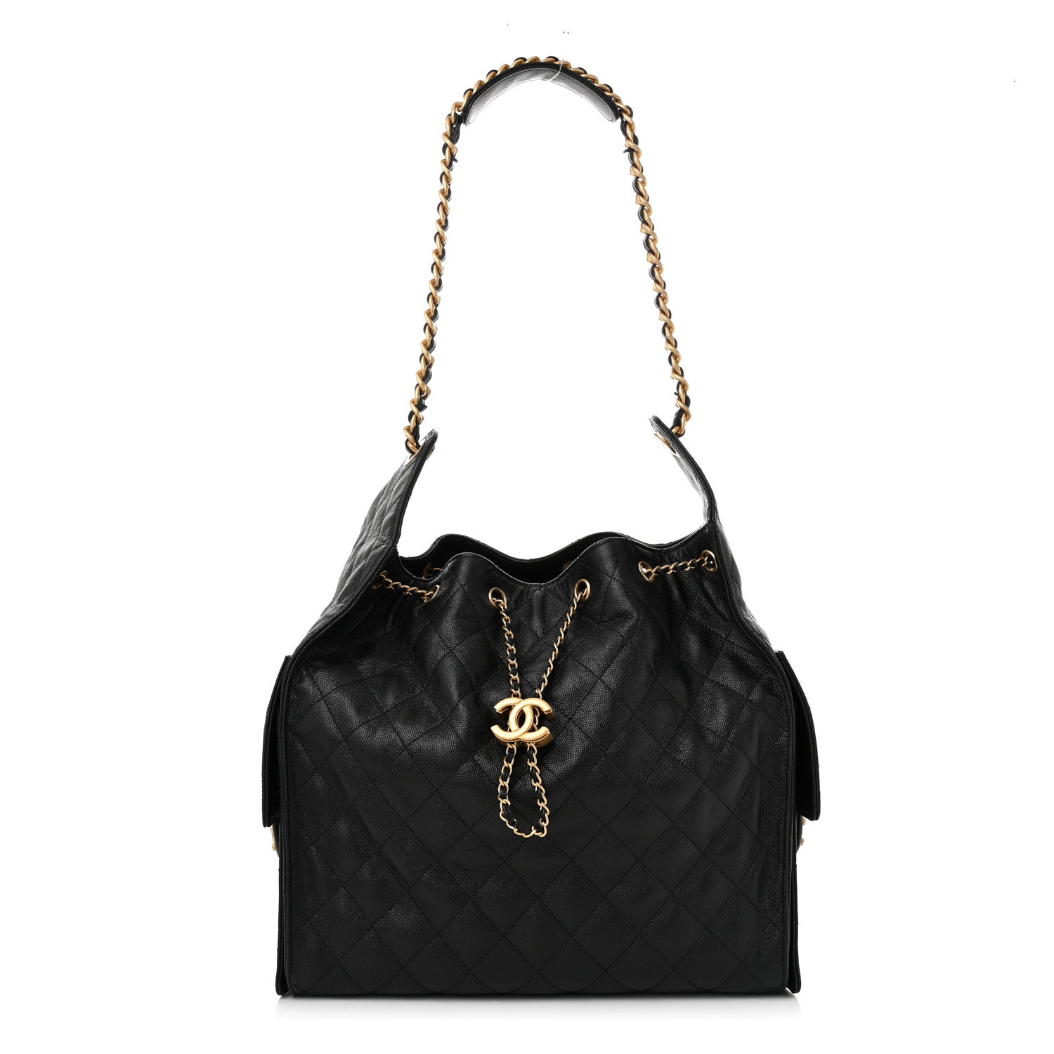 Caviar Quilted Medium Chanel 25 Handbag Black