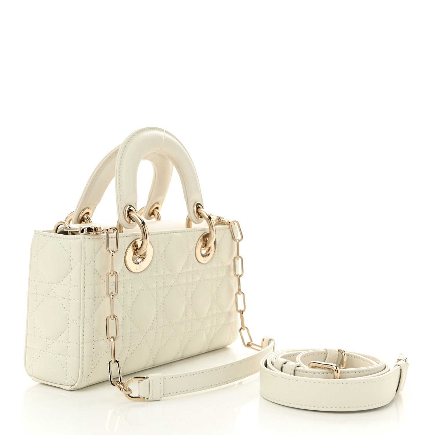 Lambskin Cannage Small Lady D-Joy Latte
