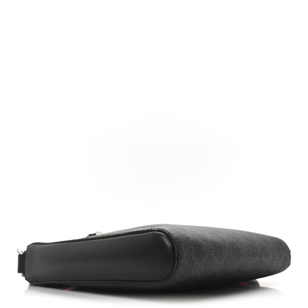 GG Supreme Monogram Web Small Flat Messenger Bag Black Grey
