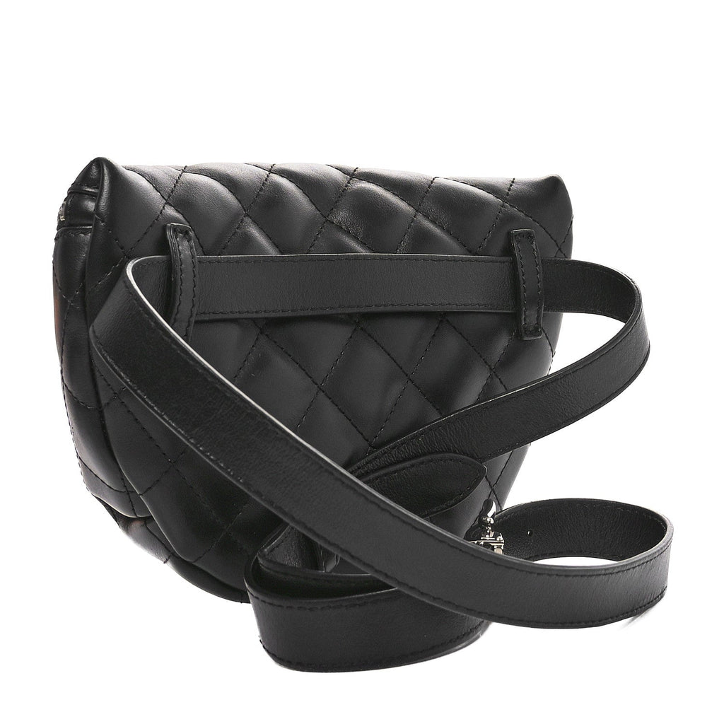 Calfskin Quilted Waist Belt Bag Black