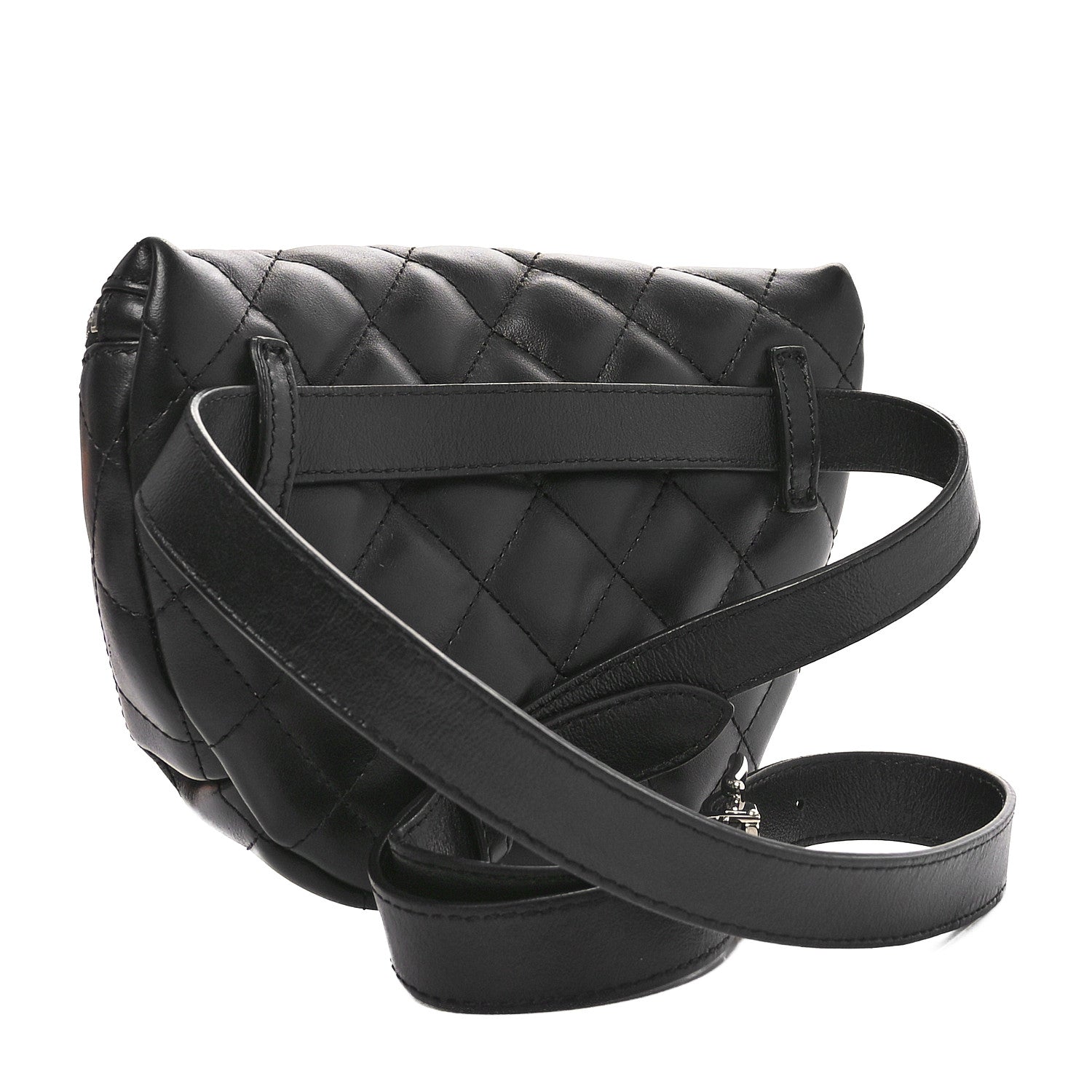 Calfskin Quilted Waist Belt Bag Black