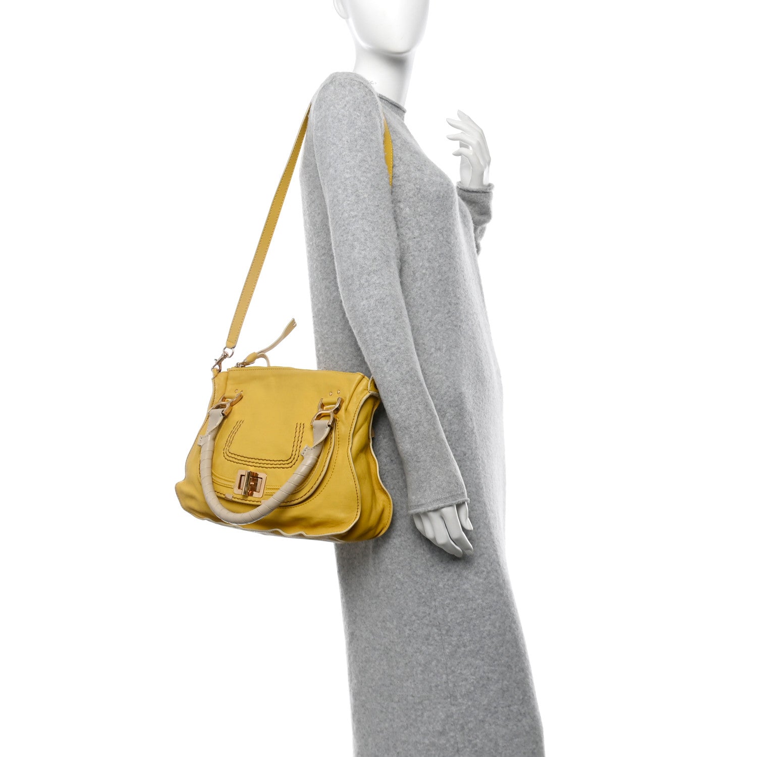 Calfskin Medium Marcie Lock Satchel Mimosa