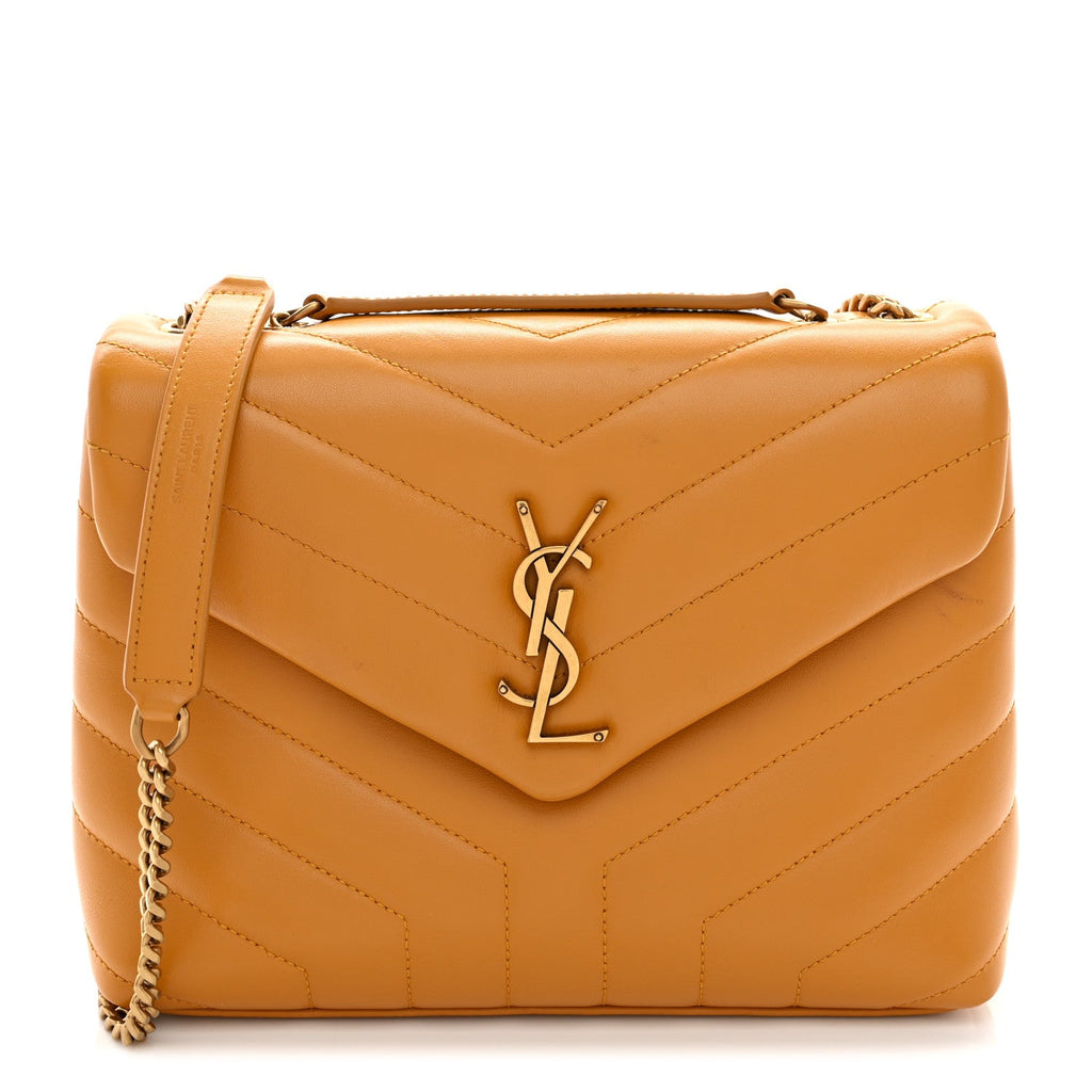 Calfskin Y Quilted Monogram Small Loulou Chain Satchel Cheddar