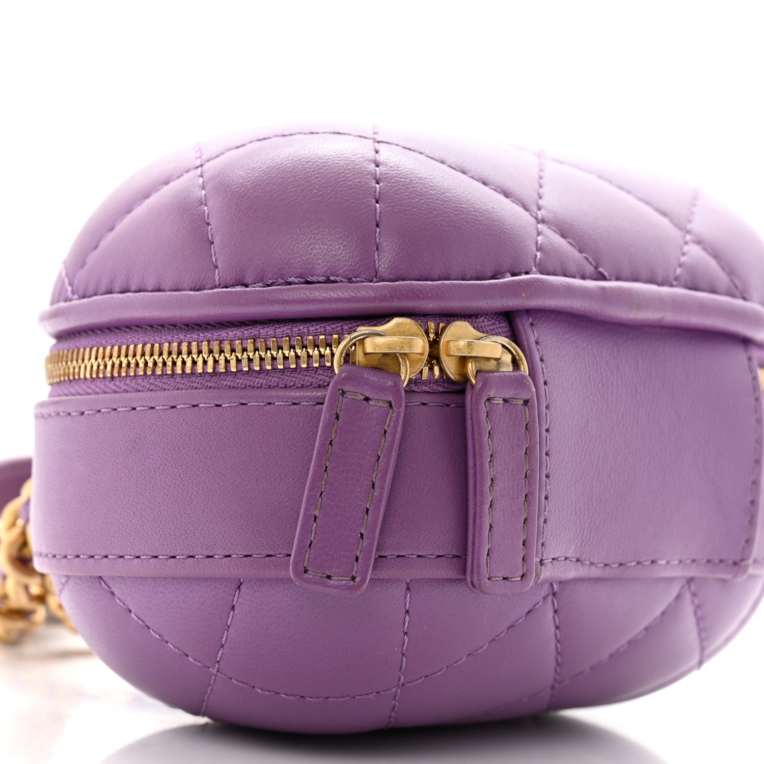 Lambskin Quilted CC Bubble Vanity Case With Chain Purple