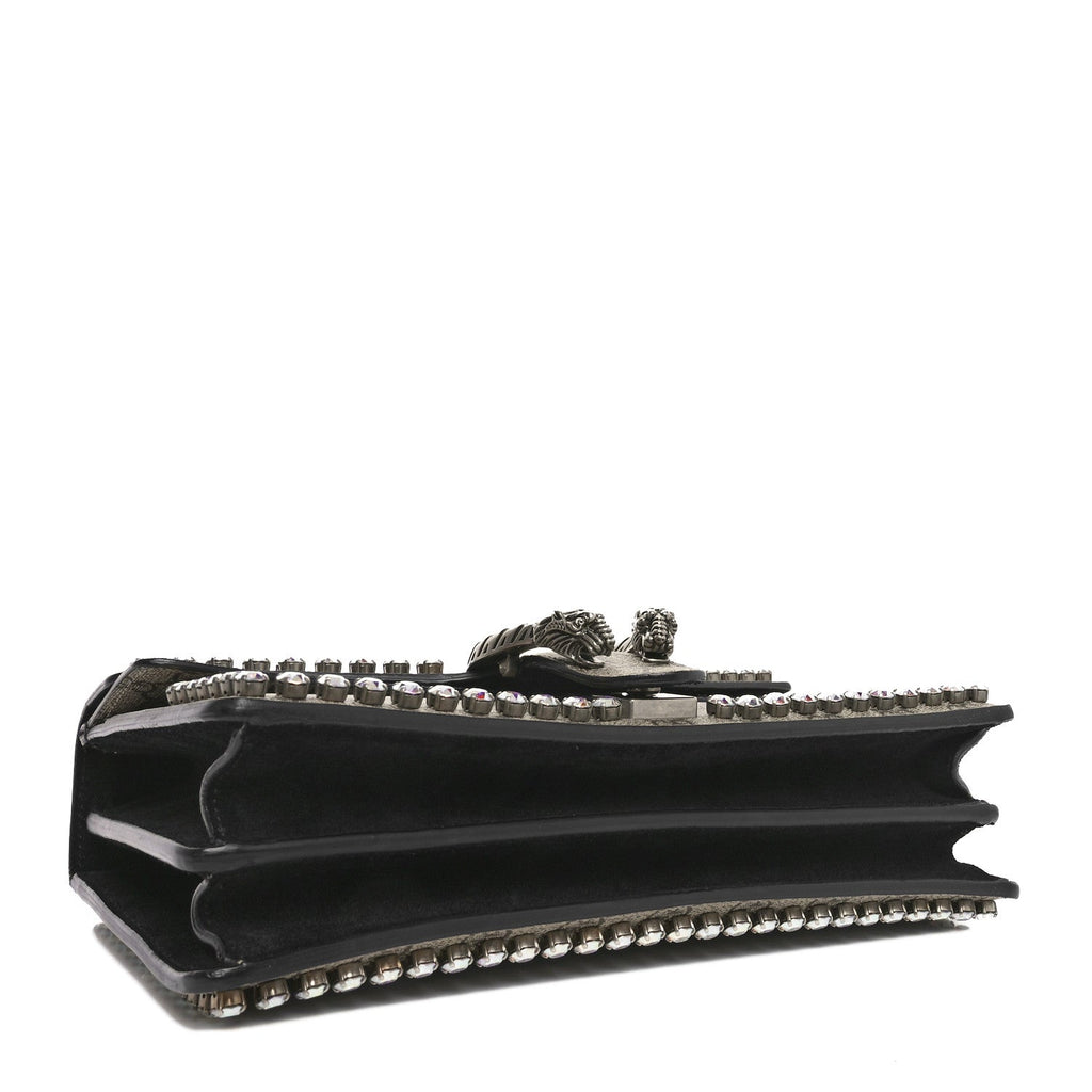 GG Supreme Monogram Crystal Small Dionysus Shoulder Bag Black