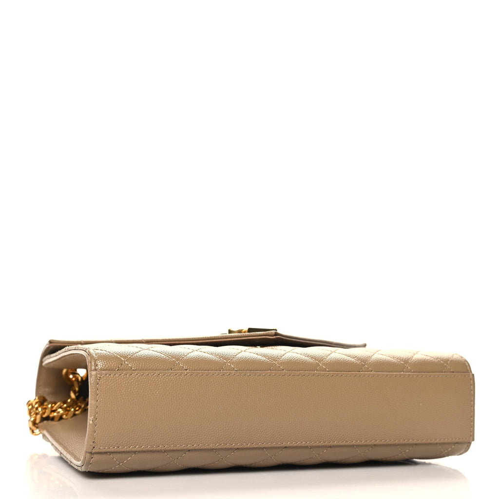 Grain De Poudre Textured Mixed Matelasse Medium Triquilt Monogram Satchel Dark Latte