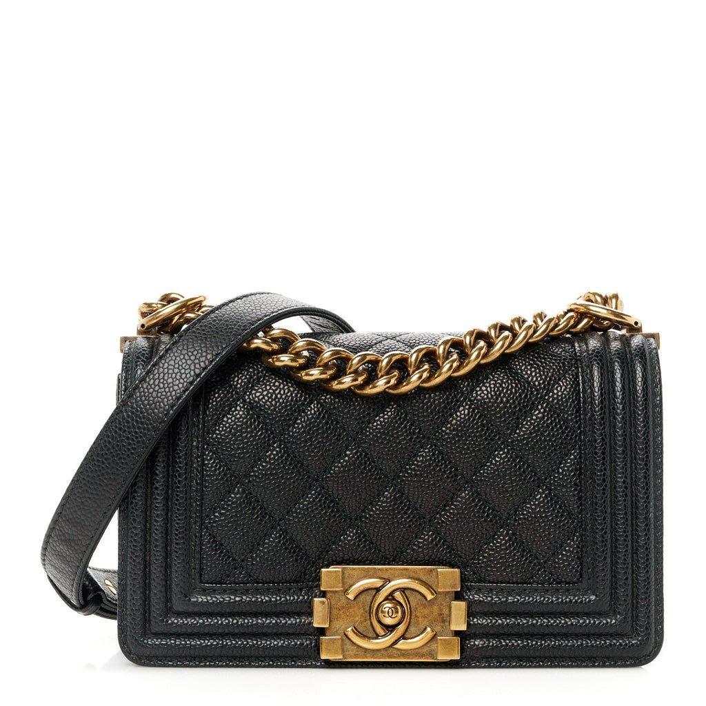 Caviar Quilted Small Boy Flap Black