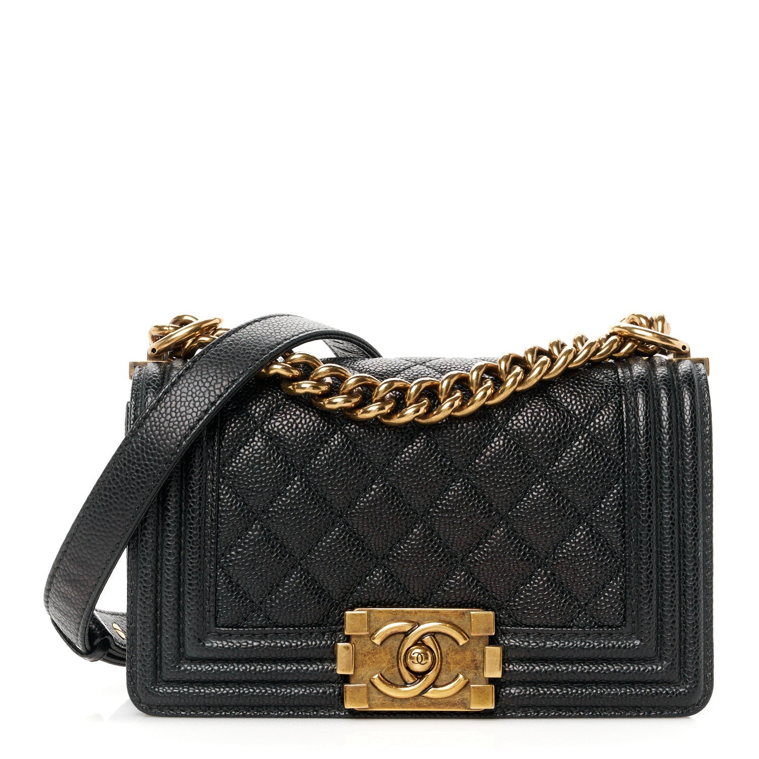 Caviar Quilted Small Boy Flap Black